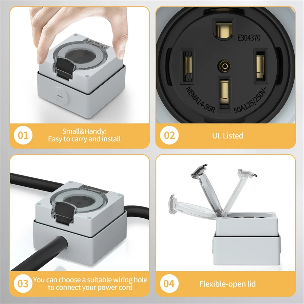 Outdoor Power Receptacle - AT16 50Amp 전원 콘센트 박스, 125/250Volt
