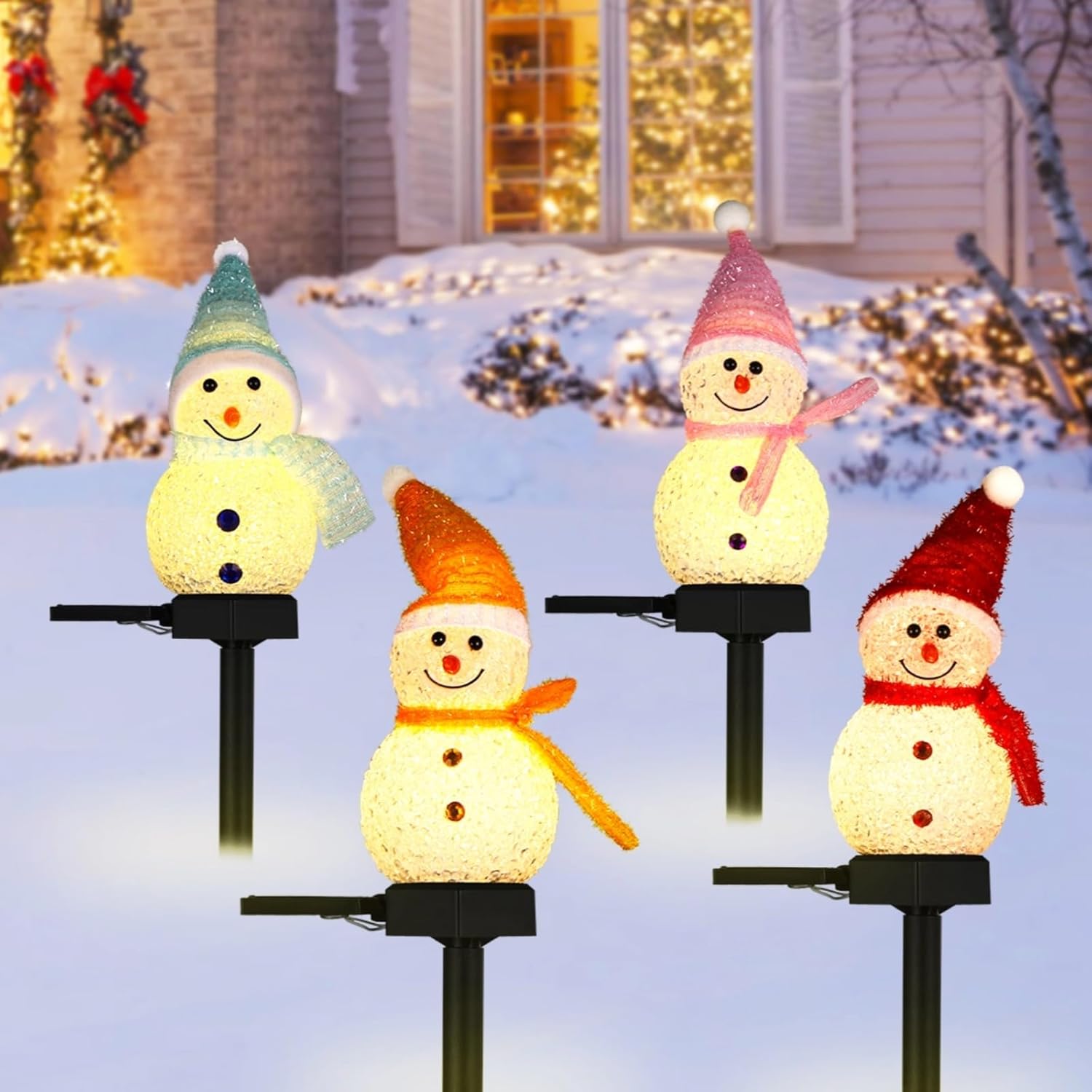 Outdoor Solar Power Xmas Lights - LED 눈사람 태양광 정원등 야외 지상