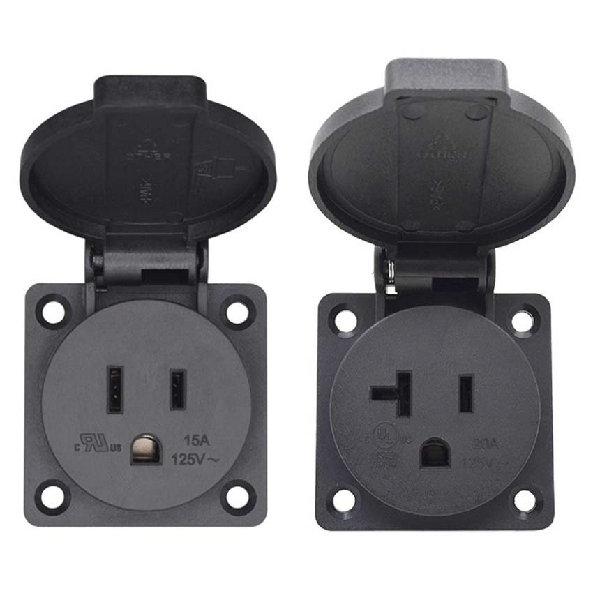Outdoor Power Receptacle - 검정색 125V 15A 20A IP44 CE
