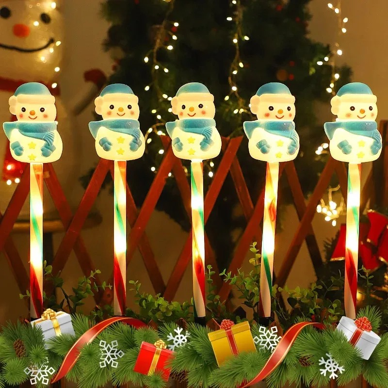 Outdoor Solar Power Xmas Lights - 크리스마스 태양광 산타 & 눈사람 LED