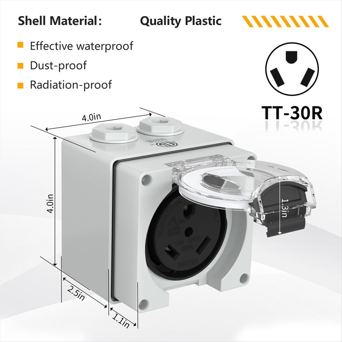 Outdoor Power Receptacle - HHTL 30Amp 전원 콘센트 박스, 125Volt