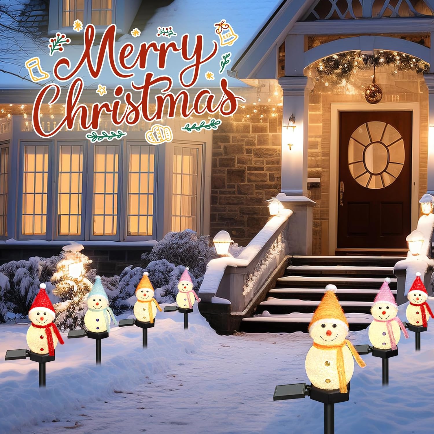 LED 눈사람 태양광 정원등 야외 지상 말뚝등 태양광  - Outdoor Solar Power Xmas Lights 리뷰 및 가격