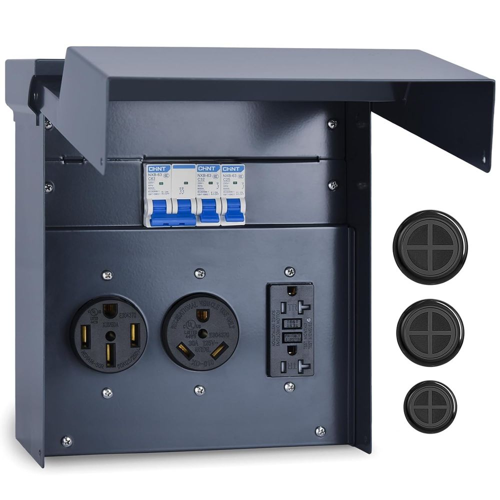 차단기가 있는 RV 전기 패널, 임시 전원 RV 콘센트 - Outdoor Power Receptacle 리뷰 및 가격