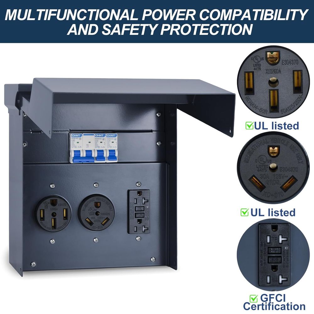 차단기가 있는 RV 전기 패널, 임시 전원 RV 콘센트 - Outdoor Power Receptacle 리뷰 및 가격