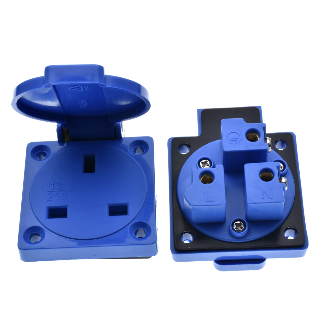 1pcs 영국 블랙 블루 13A 250V IP44 영국 - Outdoor Power Receptacle 리뷰 및 가격